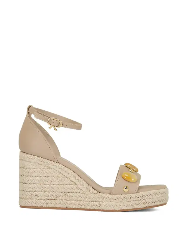 Embellished Espadrille Wedge Sandals