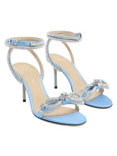 MACH & MACH Women's 85MM Embellished Double Bow Satin Sandals - Jelly Blue | Thumbnail 2 MACH & MACH Women's 85MM Embellished Double Bow Satin Sandals - Jelly Blue | Thumbnail 2