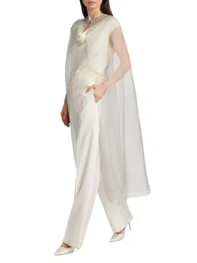 Carolyn Rowan Collection Women's Embellished-Trim Silk Cape | Thumbnail 2 Carolyn Rowan Collection Women's Embellished-Trim Silk Cape | Thumbnail 2