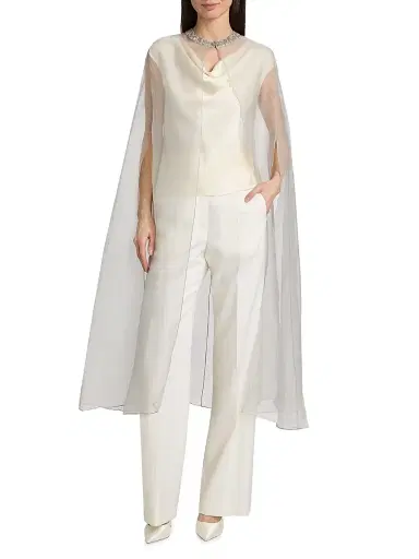 Carolyn Rowan Collection Women's Embellished-Trim Silk Cape | Thumbnail 3 Carolyn Rowan Collection Women's Embellished-Trim Silk Cape | Thumbnail 3