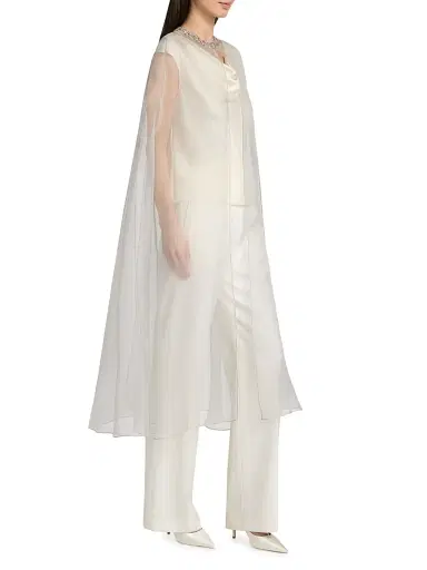 Carolyn Rowan Collection Women's Embellished-Trim Silk Cape | Thumbnail 4 Carolyn Rowan Collection Women's Embellished-Trim Silk Cape | Thumbnail 4