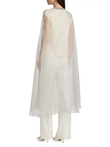 Carolyn Rowan Collection Women's Embellished-Trim Silk Cape | Thumbnail 5 Carolyn Rowan Collection Women's Embellished-Trim Silk Cape | Thumbnail 5