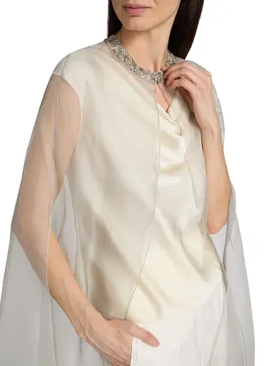 Carolyn Rowan Collection Women's Embellished-Trim Silk Cape | Thumbnail 6 Carolyn Rowan Collection Women's Embellished-Trim Silk Cape | Thumbnail 6