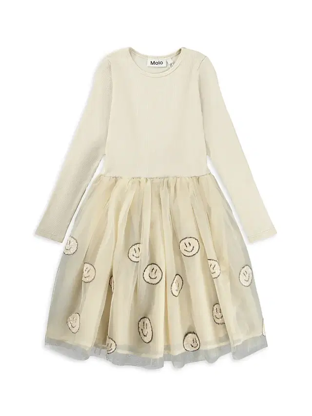 Molo Little Girl's & Girl's Sequined Smiley Dress - Summer Sand