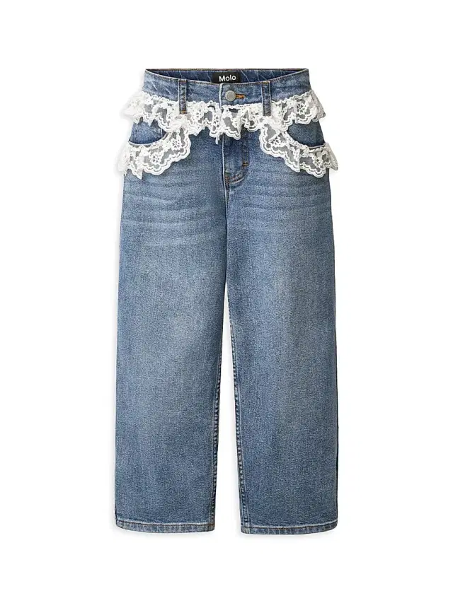 Molo Little Girl's & Girl's Lace-Trim Jeans - Lace Denim
