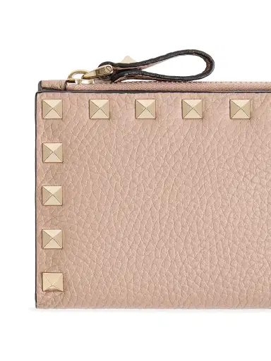 Valentino Garavani Women's Rockstud Grainy Calfskin Cardholder with Zipper - Poudre Pink | Thumbnail 5