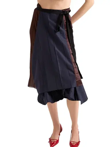 Prada Women's Faille Patchwork Skirt | Thumbnail 2 Prada Women's Faille Patchwork Skirt | Thumbnail 2