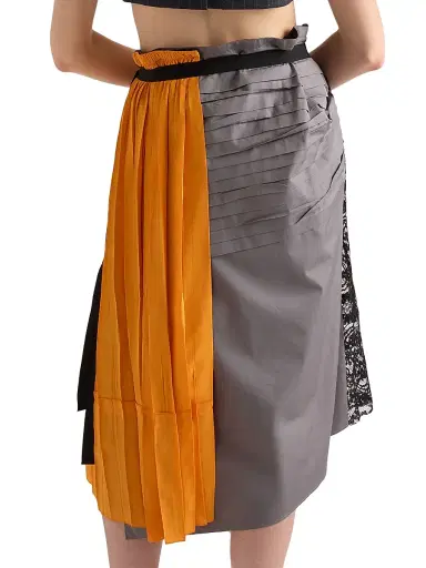 Prada Women's Technical Taffeta Patchwork Skirt - Orange - Size 8 | Thumbnail 3 Prada Women's Technical Taffeta Patchwork Skirt - Orange - Size 8 | Thumbnail 3