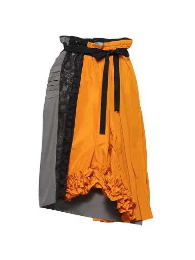 Prada Women's Technical Taffeta Patchwork Skirt - Orange - Size 8 | Thumbnail 1 Prada Women's Technical Taffeta Patchwork Skirt - Orange - Size 8 | Thumbnail 1