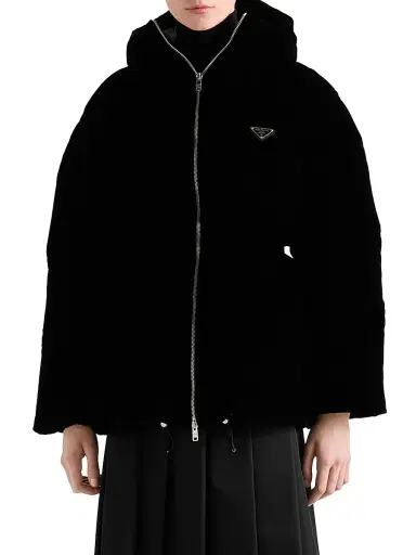 Prada Women's Velvet Down Jacket - Black - Size 10 | Thumbnail 2 Prada Women's Velvet Down Jacket - Black - Size 10 | Thumbnail 2