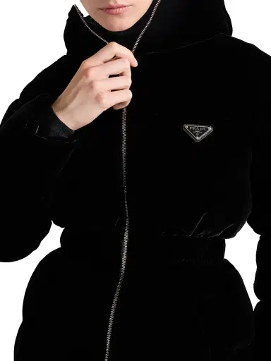 Prada Women's Velvet Down Jacket - Black - Size 10 | Thumbnail 4 Prada Women's Velvet Down Jacket - Black - Size 10 | Thumbnail 4