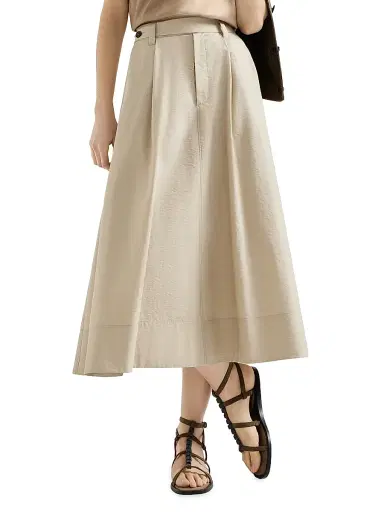 Brunello Cucinelli Women's Techno Cotton Poplin Sartorial Skirt with Monili | Thumbnail 4