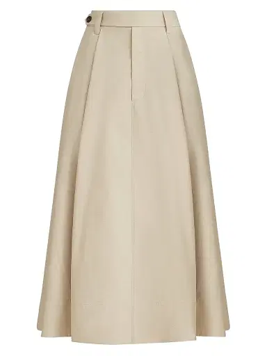 Brunello Cucinelli Women's Techno Cotton Poplin Sartorial Skirt with Monili | Thumbnail 1