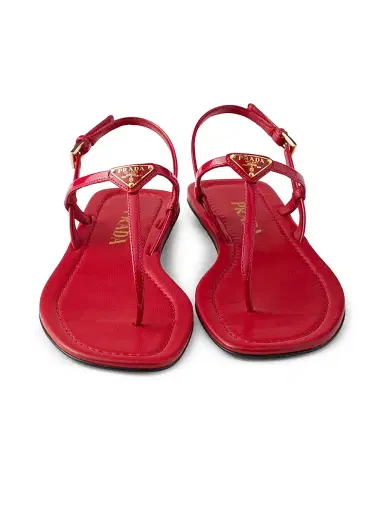 Prada Women's Patent Leather Thong Sandals - Red | Thumbnail 2