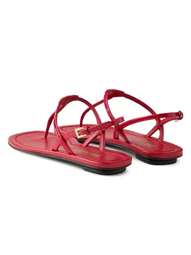 Prada Women's Patent Leather Thong Sandals - Red | Thumbnail 4