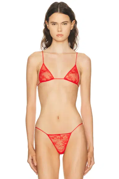 SKIMS Ultra Fine Lace Micro Triangle Bralette | Thumbnail 1