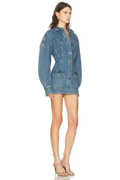 THE ATTICO Denim Shirt Mini Dress | Thumbnail 4 THE ATTICO Denim Shirt Mini Dress | Thumbnail 4
