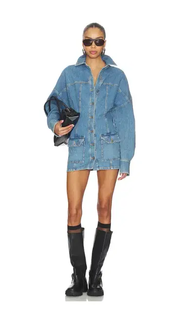 THE ATTICO Denim Shirt Mini Dress | Thumbnail 1 THE ATTICO Denim Shirt Mini Dress | Thumbnail 1