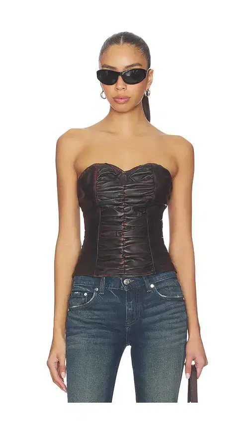Leather Strapless Bustier Top