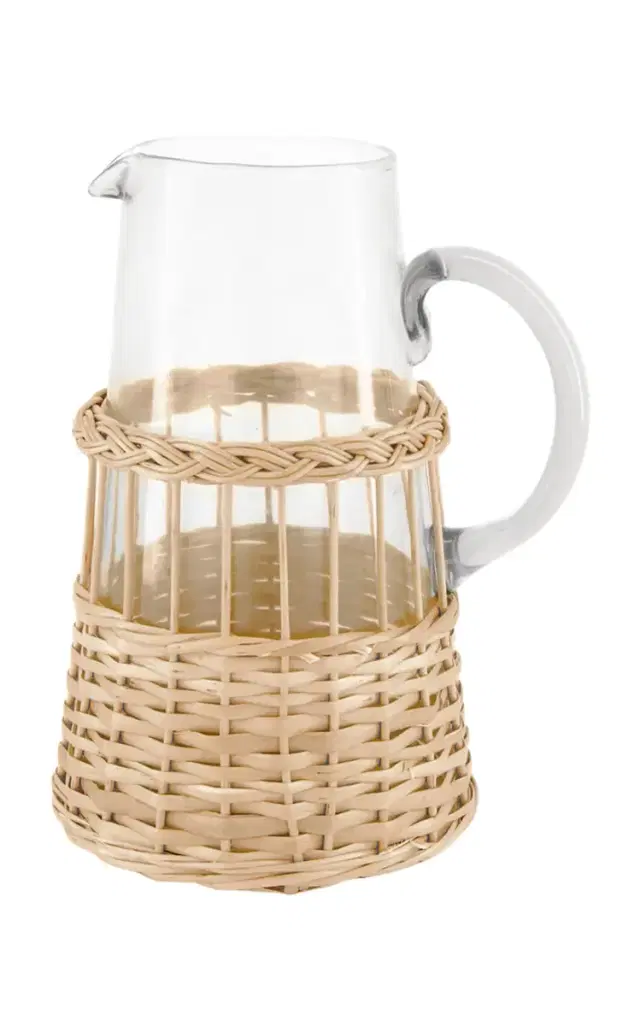 House of Capricorn Vitória Natural Wicker And Glass Jug - Brown