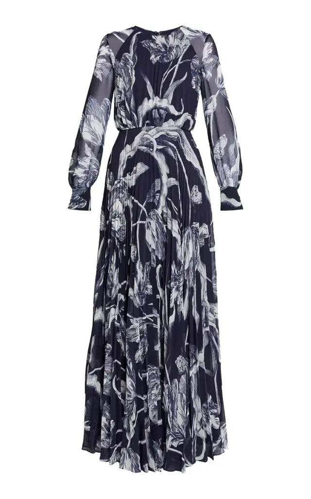 Erdem Printed Long-Sleeve Gown