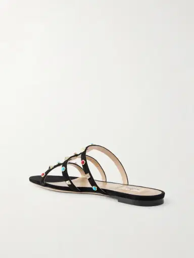 Valentino Garavani Rockstud Bead-embellished Suede Sandals | Thumbnail 3 Valentino Garavani Rockstud Bead-embellished Suede Sandals | Thumbnail 3