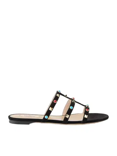 Valentino Garavani Rockstud Bead-embellished Suede Sandals | Thumbnail 1 Valentino Garavani Rockstud Bead-embellished Suede Sandals | Thumbnail 1