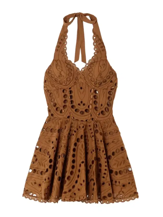 Charo Ruiz Sandlight Broderie Anglaise Cotton-blend Halterneck Mini Dress