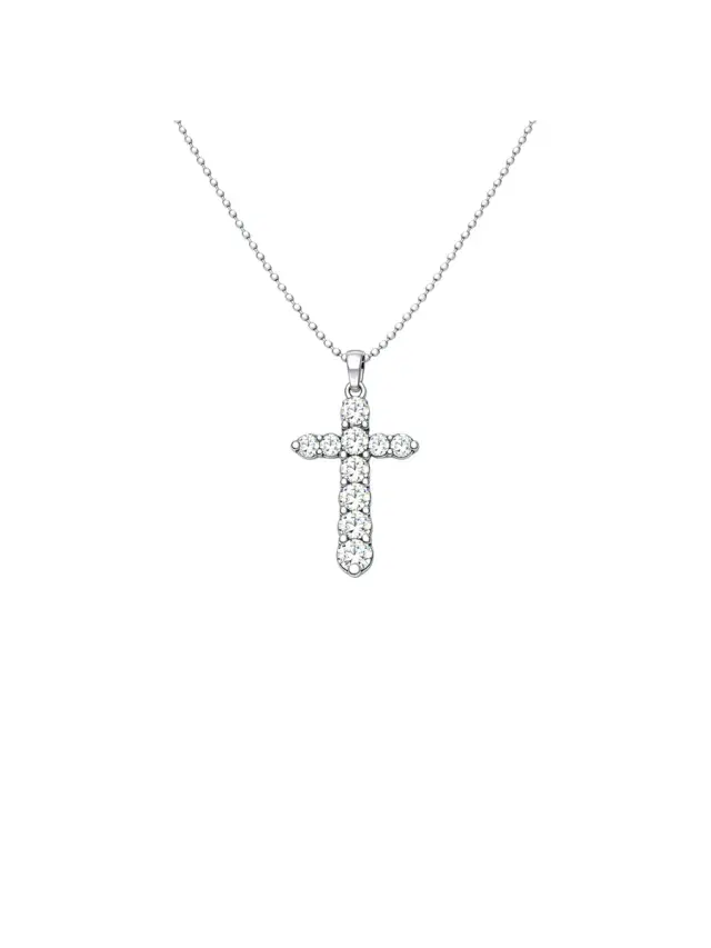 Wish Fine Jewelry 0.50ct Diamond Platinum Pave Cross Necklace