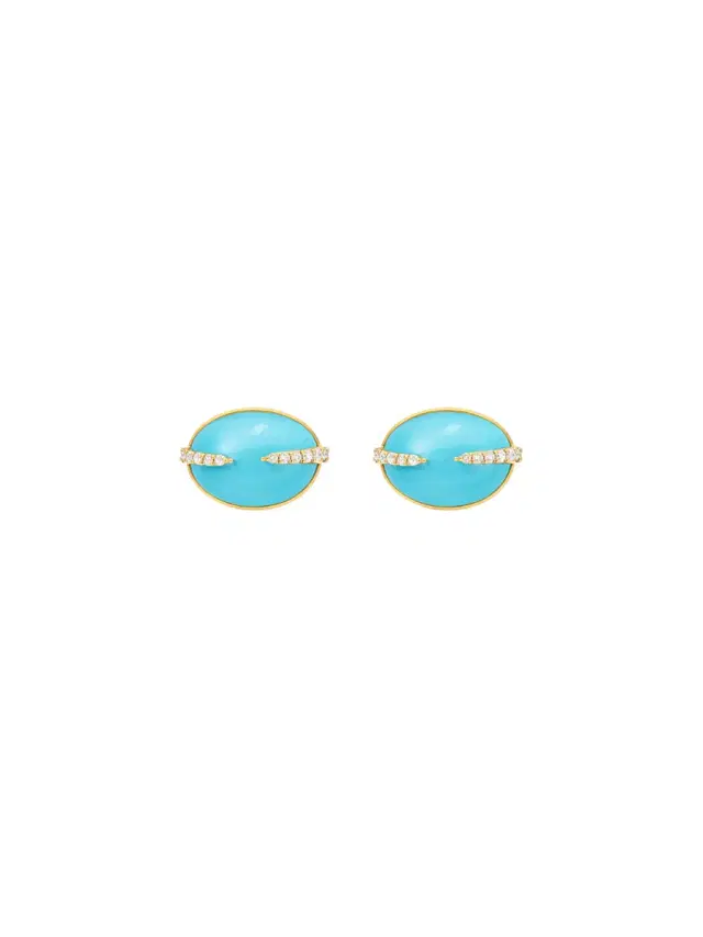 10.08ct Turquoise Diamond 18K Gold Stud Earrings