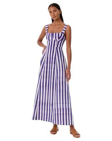 Emporio Sirenuse Azzurra Dress in Ikat Stripes | Thumbnail 1 Emporio Sirenuse Azzurra Dress in Ikat Stripes | Thumbnail 1