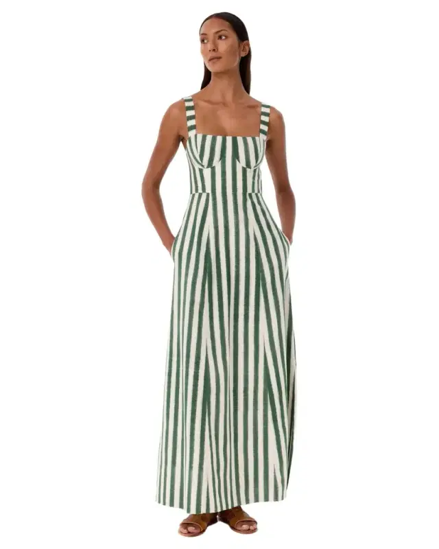 Emporio Sirenuse Azzurra Dress in Ikat Stripes