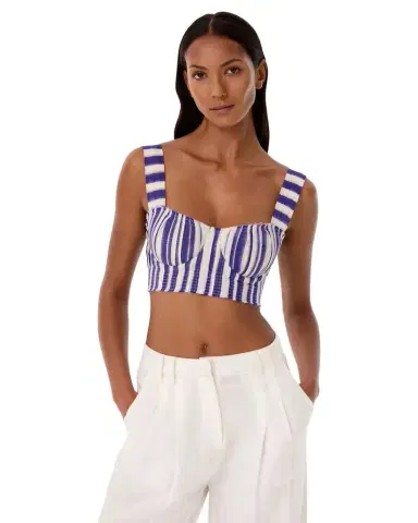Emporio Sirenuse Dalia Top in Ikat Stripes | Thumbnail 1 Emporio Sirenuse Dalia Top in Ikat Stripes | Thumbnail 1