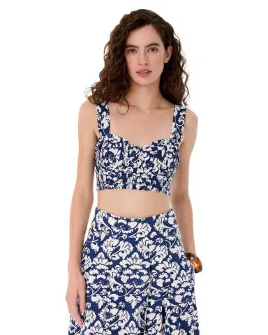 Emporio Sirenuse Dalia Top in Lotus Flower Print | Thumbnail 1 Emporio Sirenuse Dalia Top in Lotus Flower Print | Thumbnail 1