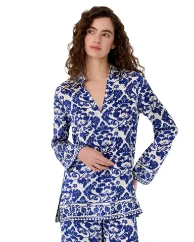 Emporio Sirenuse Jia Tunic in Lotus Flower Print | Thumbnail 1 Emporio Sirenuse Jia Tunic in Lotus Flower Print | Thumbnail 1