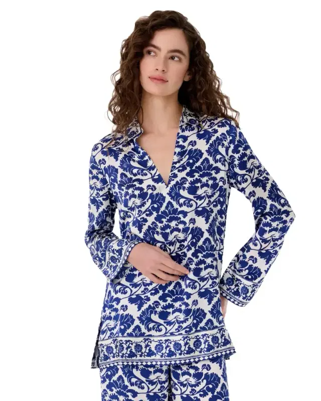 Emporio Sirenuse Jia Tunic in Lotus Flower Print