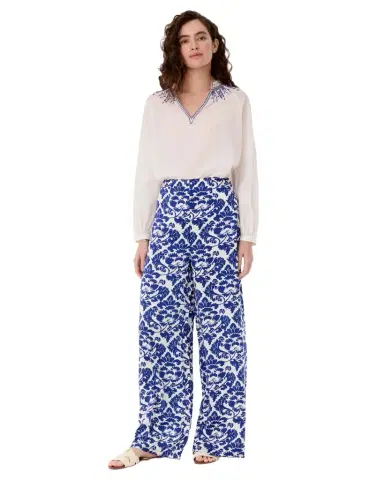 Emporio Sirenuse Stephan Trousers in Lotus Flower Print | Thumbnail 1 Emporio Sirenuse Stephan Trousers in Lotus Flower Print | Thumbnail 1