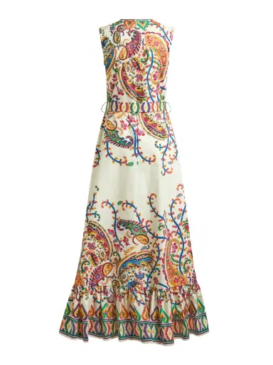Etro Floral Paisley A-Line Cotton Flounced Maxi Dress | Thumbnail 2