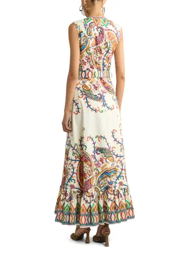 Etro Floral Paisley A-Line Cotton Flounced Maxi Dress | Thumbnail 4