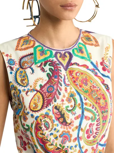 Etro Floral Paisley A-Line Cotton Flounced Maxi Dress | Thumbnail 5