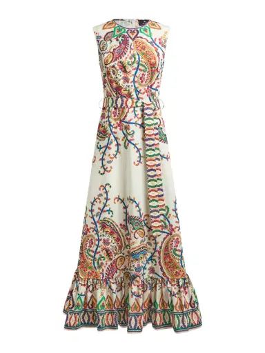 Etro Floral Paisley A-Line Cotton Flounced Maxi Dress | Thumbnail 1