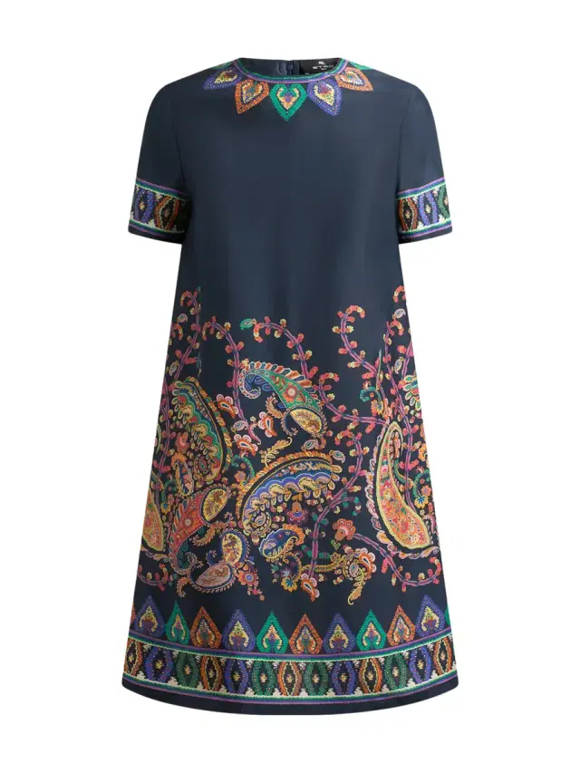 Floral Paisley Silk Mini Tunic Dress