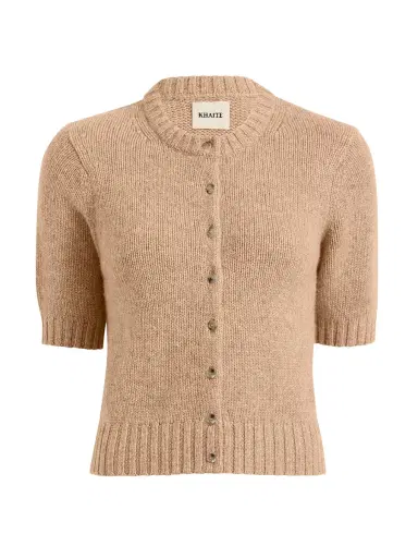 Khaite Nora Short-Sleeve Cashmere Cardigan | Thumbnail 1 Khaite Nora Short-Sleeve Cashmere Cardigan | Thumbnail 1