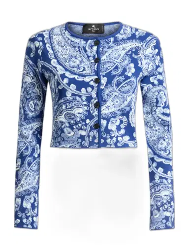 Etro Paisley Cropped Jacquard Cardigan | Thumbnail 1 Etro Paisley Cropped Jacquard Cardigan | Thumbnail 1