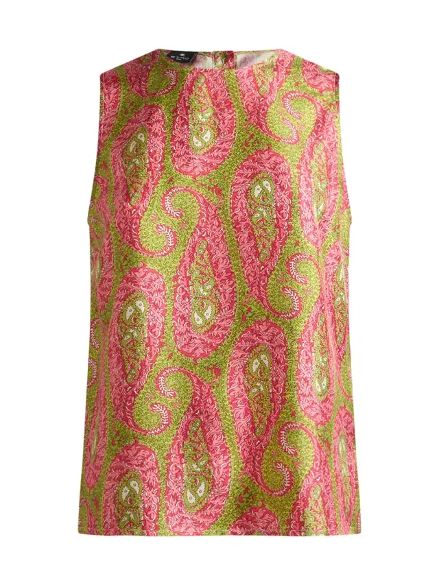 Paisley Satin Sleeveless Top
