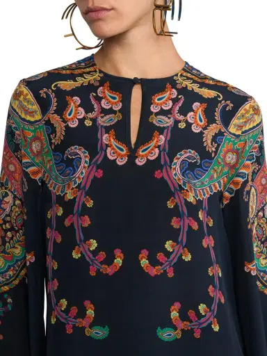 Etro Silk Paisley Keyhole Blouse with Flared Sleeves | Thumbnail 5 Etro Silk Paisley Keyhole Blouse with Flared Sleeves | Thumbnail 5