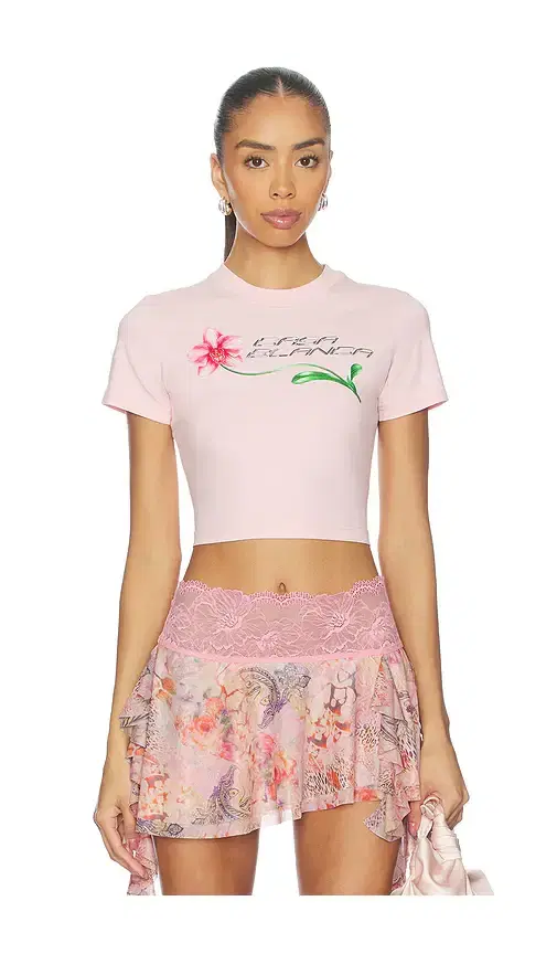 Casablanca Orchid Logo Cropped Baby Tee