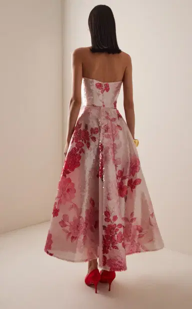 MONIQUE LHUILLIER Sweetheart Tea Length Cocktail Dress | Thumbnail 5