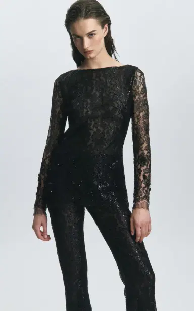Francesca Miranda Exclusive Elipse Black Lurex Silk Blend Pants | Thumbnail 2