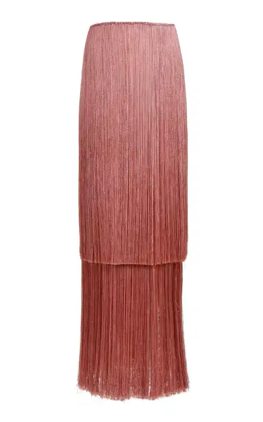 Francesca Miranda Exclusive Pink Dune Fringe Silk Blend Midi Dress | Thumbnail 3